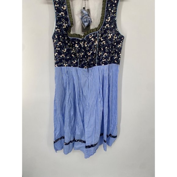 Glory Star Women's Dress LARGE Floral Plaid Check Sleeveless Zip Fit Flare NWT - Picture 2 of 7